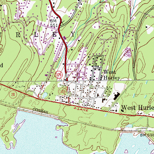 Topographic Map of West Hurley Public Library, NY