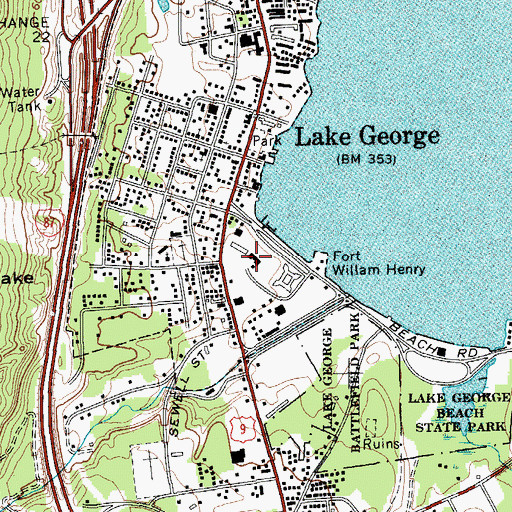 Topographic Map of Fort William Henry Museum, NY