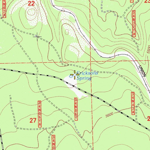 Topographic Map of Ericksons Spring, CA