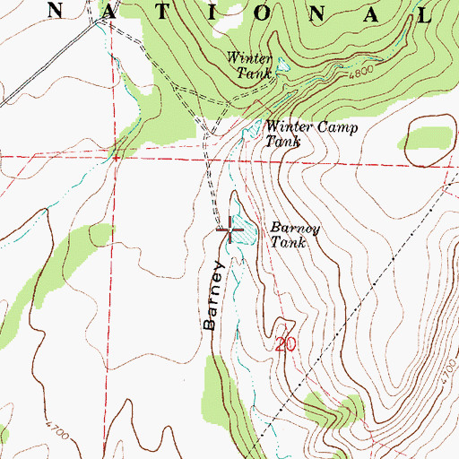 Topographic Map of Barney Tank, AZ