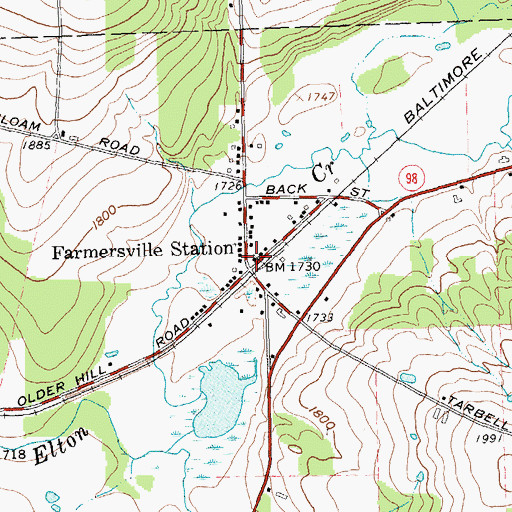 Topographic Map of Farmersville Station Post Office, NY