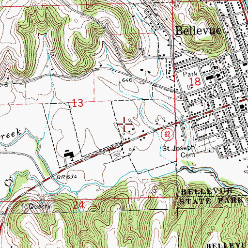 Topographic Map of Bellevue Ambulance Service, IA