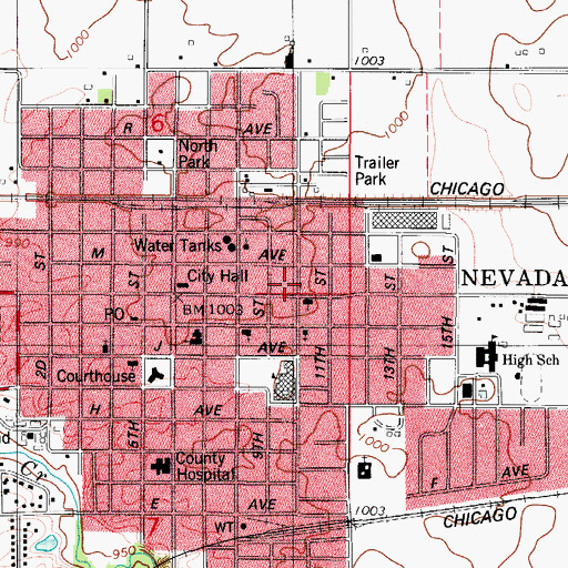 Topographic Map of Nevada First Responders, IA