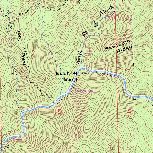Topographic Map of Euchre Bar, CA