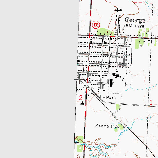 Topographic Map of George Emergency Medical Services, IA