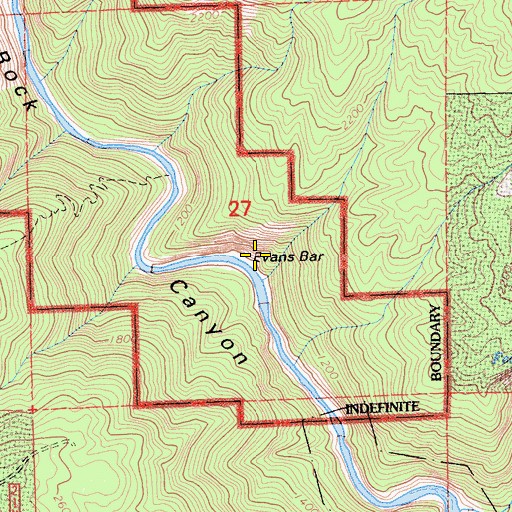 Topographic Map of Evans Bar, CA