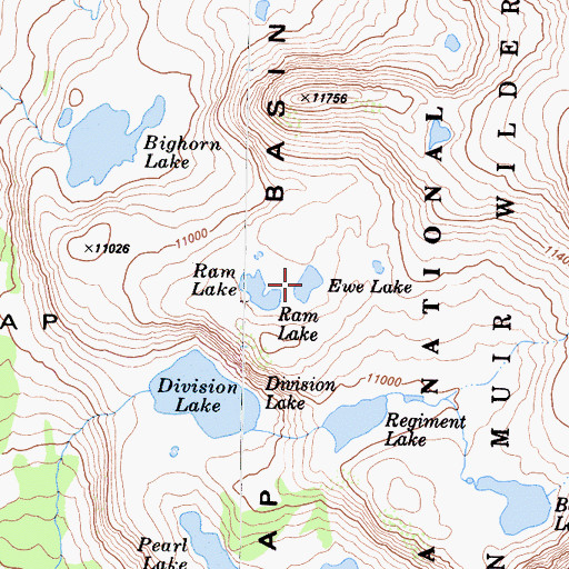 Topographic Map of Eve Lake, CA