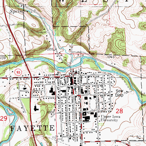 Topographic Map of Fayette Ambulance Service, IA