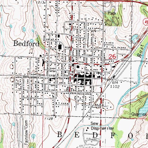 Topographic Map of Bedford Ambulance Service, IA