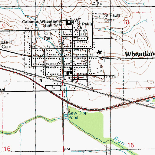 Topographic Map of Wheatland Emergency Medical Services Incorporated, IA