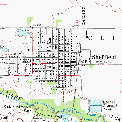 Topographic Map of Sheffield Emergency Medical Services, IA