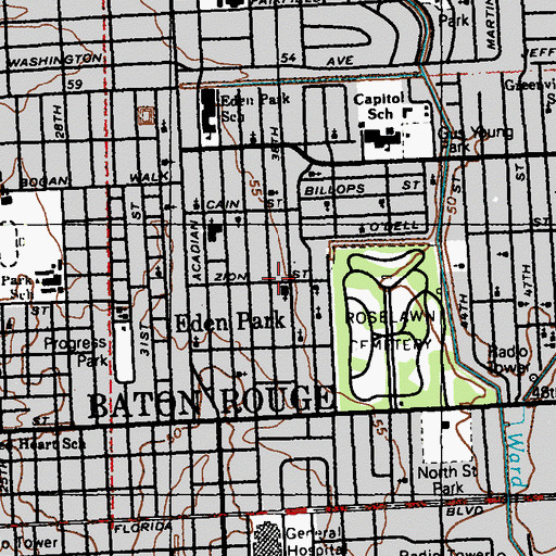 Topographic Map of Elm Grove Baptist Church Child Development Center, LA