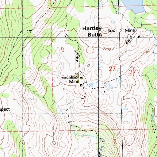 Topographic Map of Excelsior Mine, CA