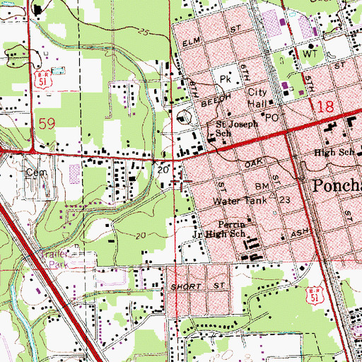 Topographic Map of Strawberry Castle Preschool, LA