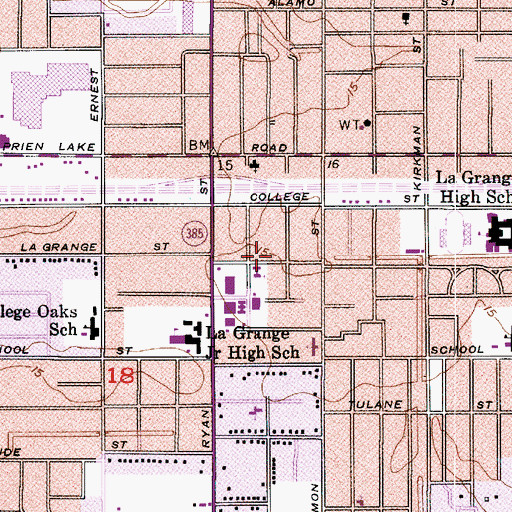 Topographic Map of University United Methodist Day School, LA