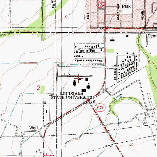 Topographic Map of Louisiana State University Eunice Campus Hundley Utilities Building, LA