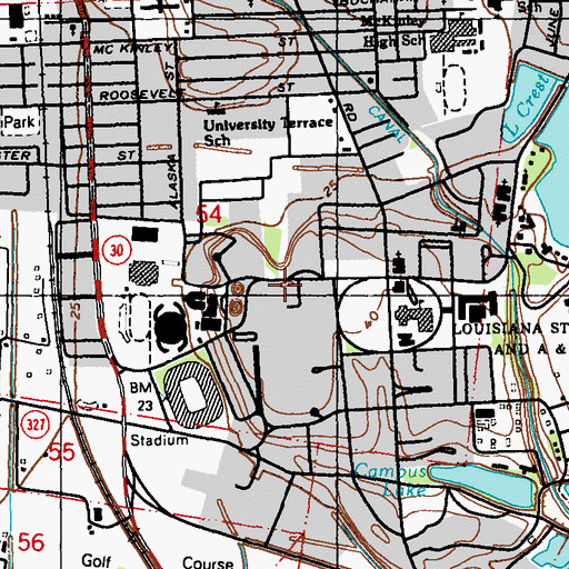 Topographic Map of Louisiana State University Foster Hall, LA