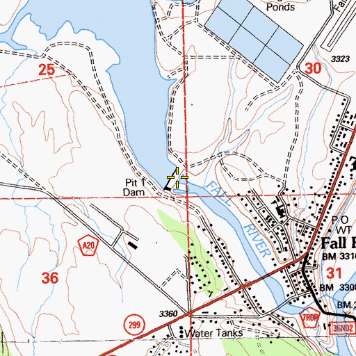 Topographic Map of Fall River Valley, CA