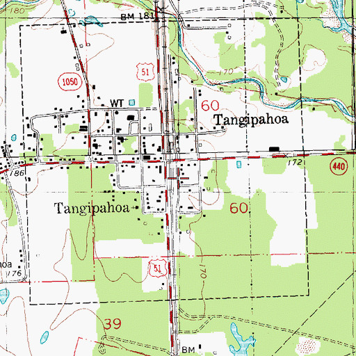 Topographic Map of Tangipahoa Post Office, LA