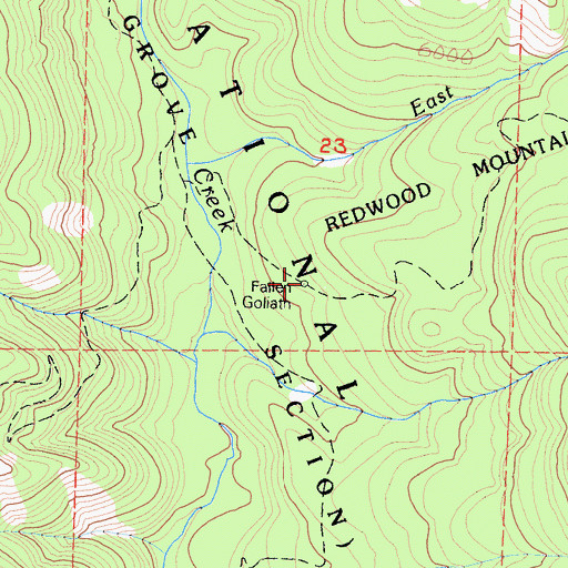 Topographic Map of Fallen Goliath, CA