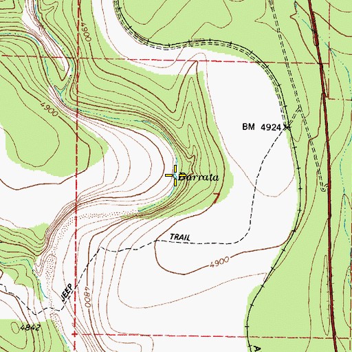 Topographic Map of Barrata, AZ