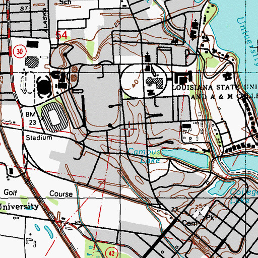 Topographic Map of Louisiana State University Life Sciences Building, LA