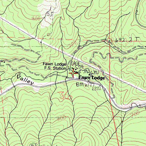 Topographic Map of Fawn Lodge, CA