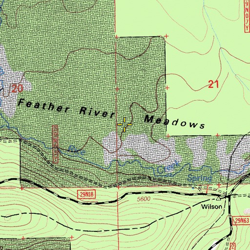 Topographic Map of Feather River Meadows, CA