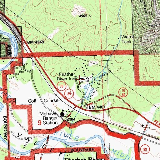Topographic Map of Feather River Prep School, CA