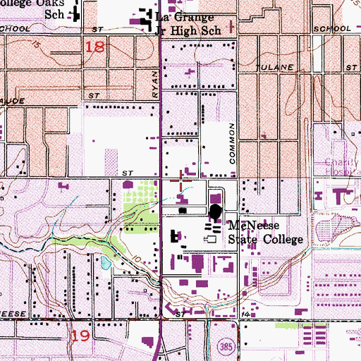 Topographic Map of McNeese State University Band Hall, LA