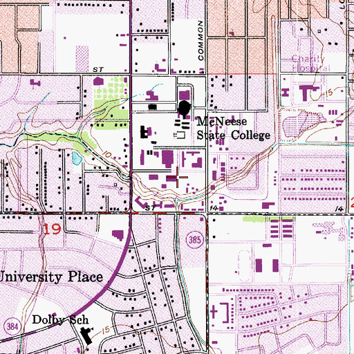 Topographic Map of McNeese State University Engineering and Technology Laboratories, LA
