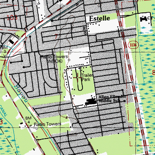 Topographic Map of Breaux Mobile Home Park, LA