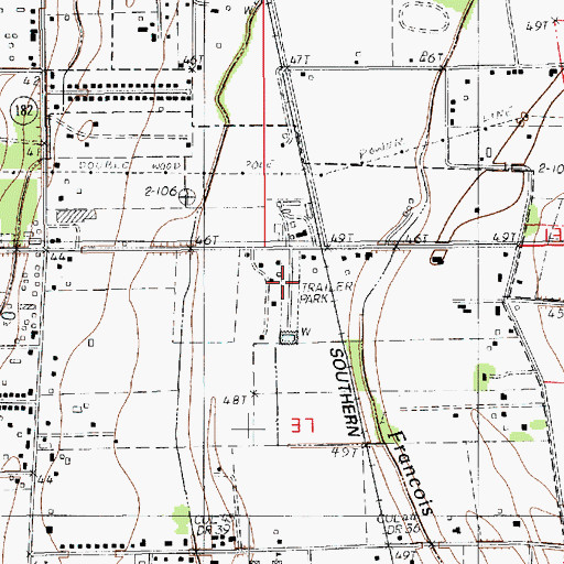 Topographic Map of Evangeline Trailer Park, LA
