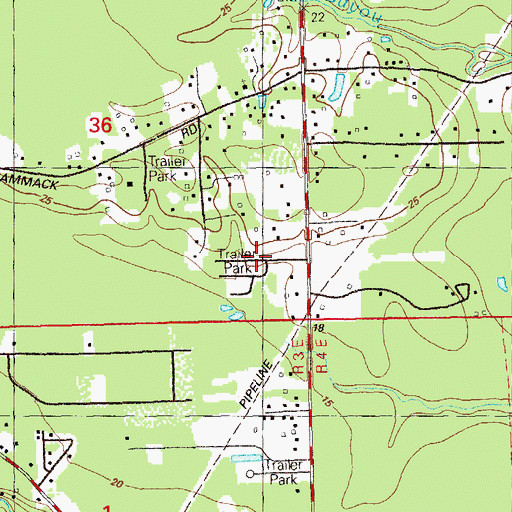 Topographic Map of Oak Forest Mobile Home Park, LA