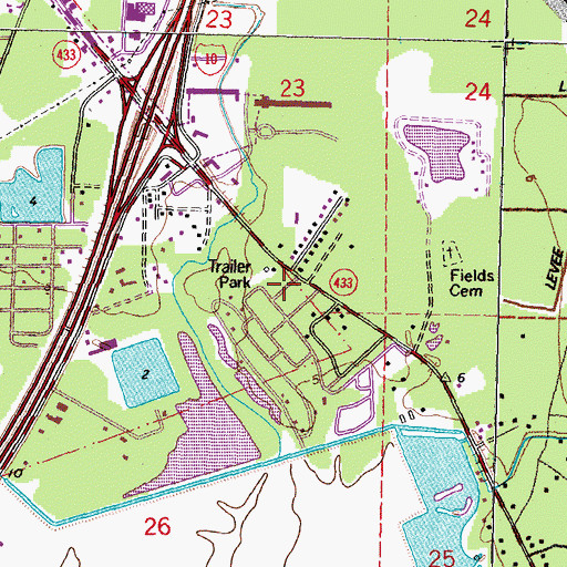 Topographic Map of Pine Crest Mobile Home Park, LA