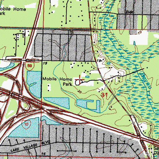 Topographic Map of Southern Manor Mobile Home Park, LA