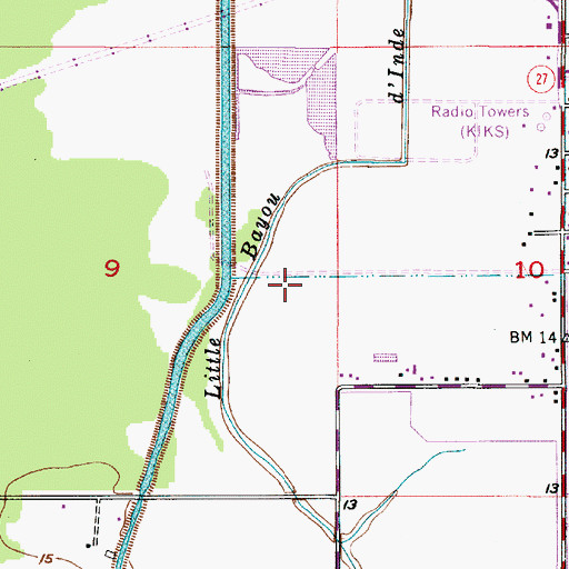 Topographic Map of Twin Oaks Mobile Home Park, LA