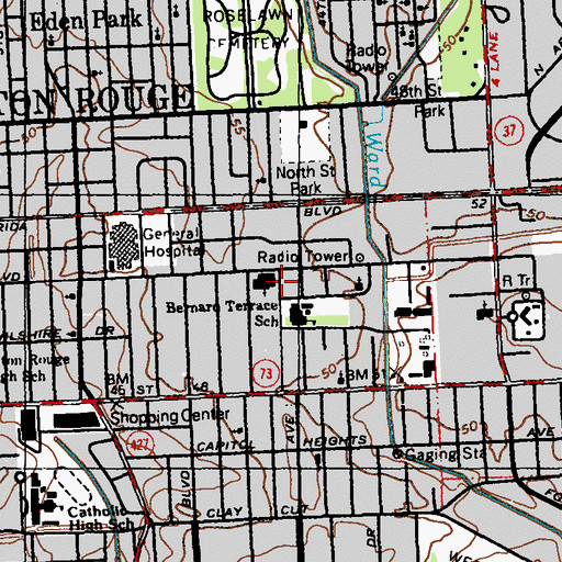 Topographic Map of Oaks of Mid City Nursing and Rehabilitation Center, LA