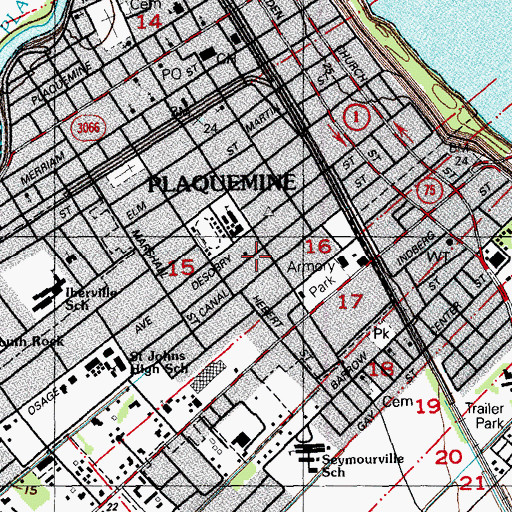 Topographic Map of Plaquemine Manor Nursing Home, LA