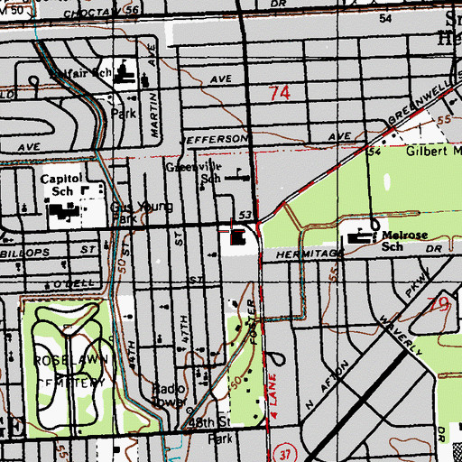 Topographic Map of Earl K Long Medical Center Mid - City Clinic, LA