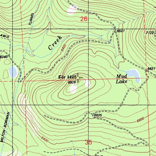 Topographic Map of Fir Hill, CA
