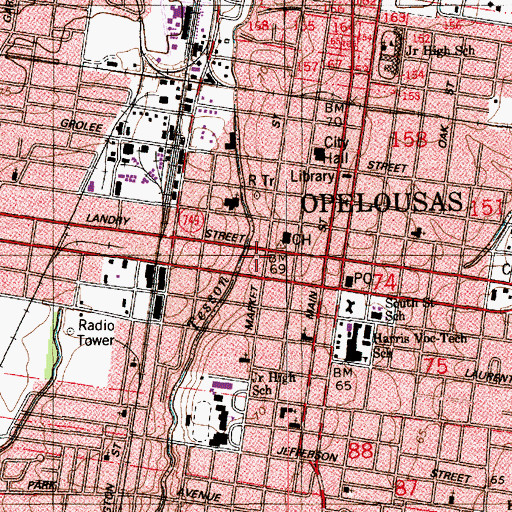 Topographic Map of Opelousas Mental Health Clinic, LA