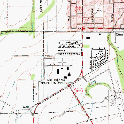 Topographic Map of Louisiana State University Eunice Health Technology Parking Lot, LA