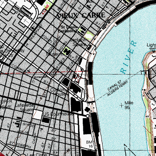 Topographic Map of New Orleans City Parking Lot, LA