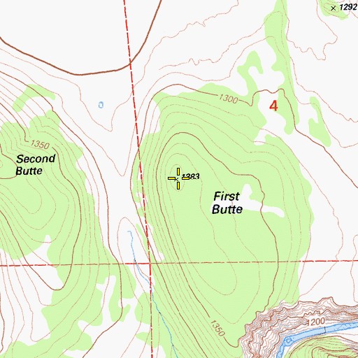 Topographic Map of First Butte, CA