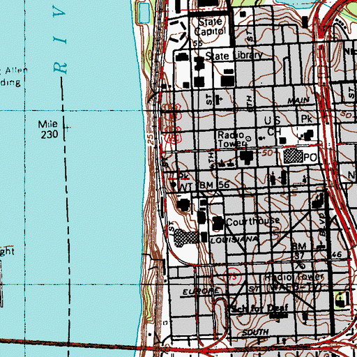 Topographic Map of Shaw Center for the Arts, LA