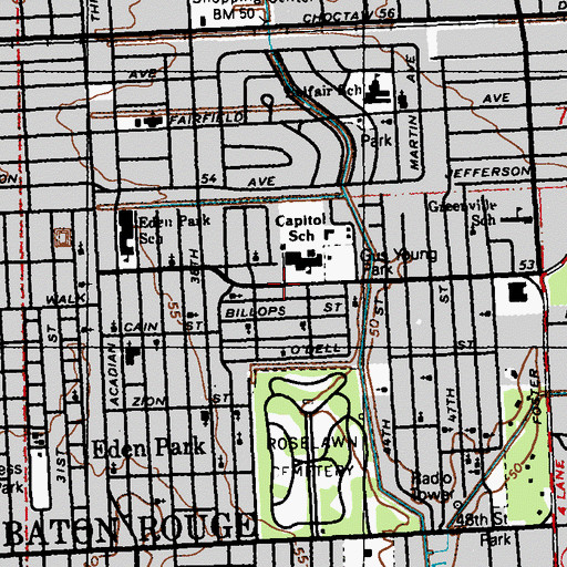 Topographic Map of Martin Luther King Jr Community Center, LA