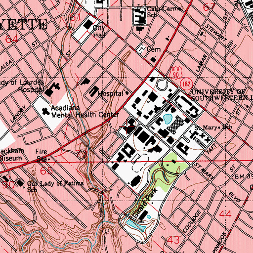 Topographic Map of University of Louisiana Lafayette Conference Center, LA