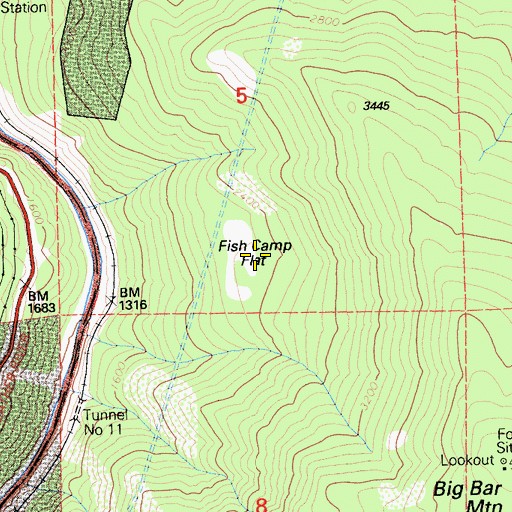 Topographic Map of Fish Camp Flat, CA