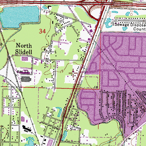 Topographic Map of Community Baptist Church, LA